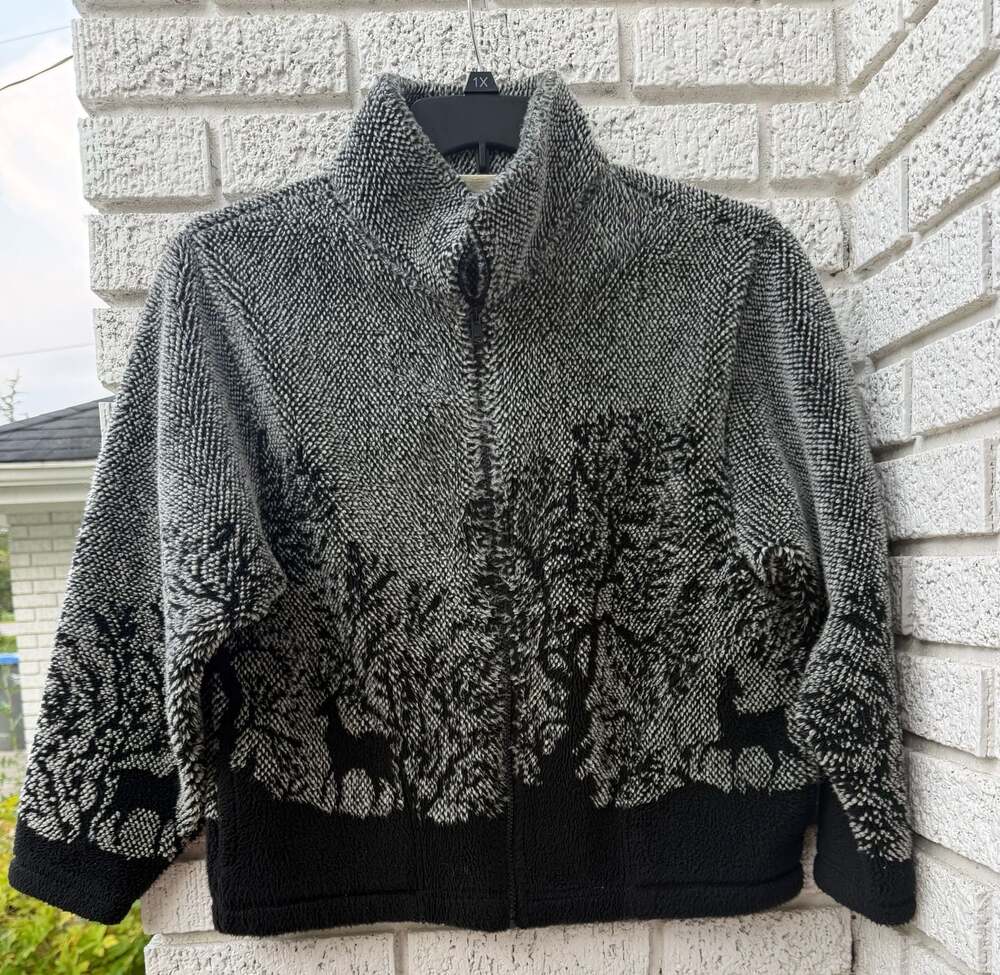 Vintage 90s PBJ Sport Woodland Wildlife Fleece Jacket Small